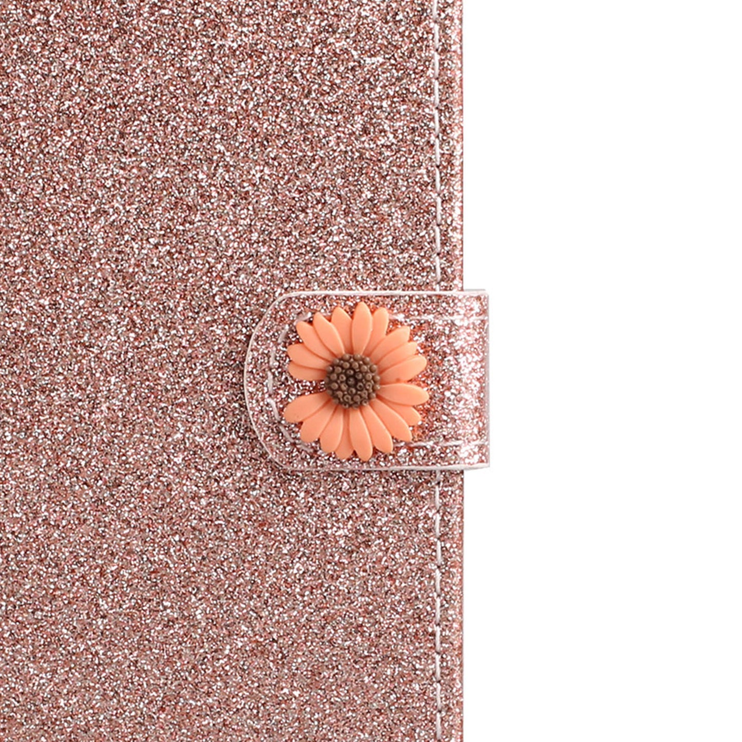 Glitter Powder Flower Decor Leather Stand Wallet Case for Samsung Galaxy S20 4G/S20 5G - Rose Gold