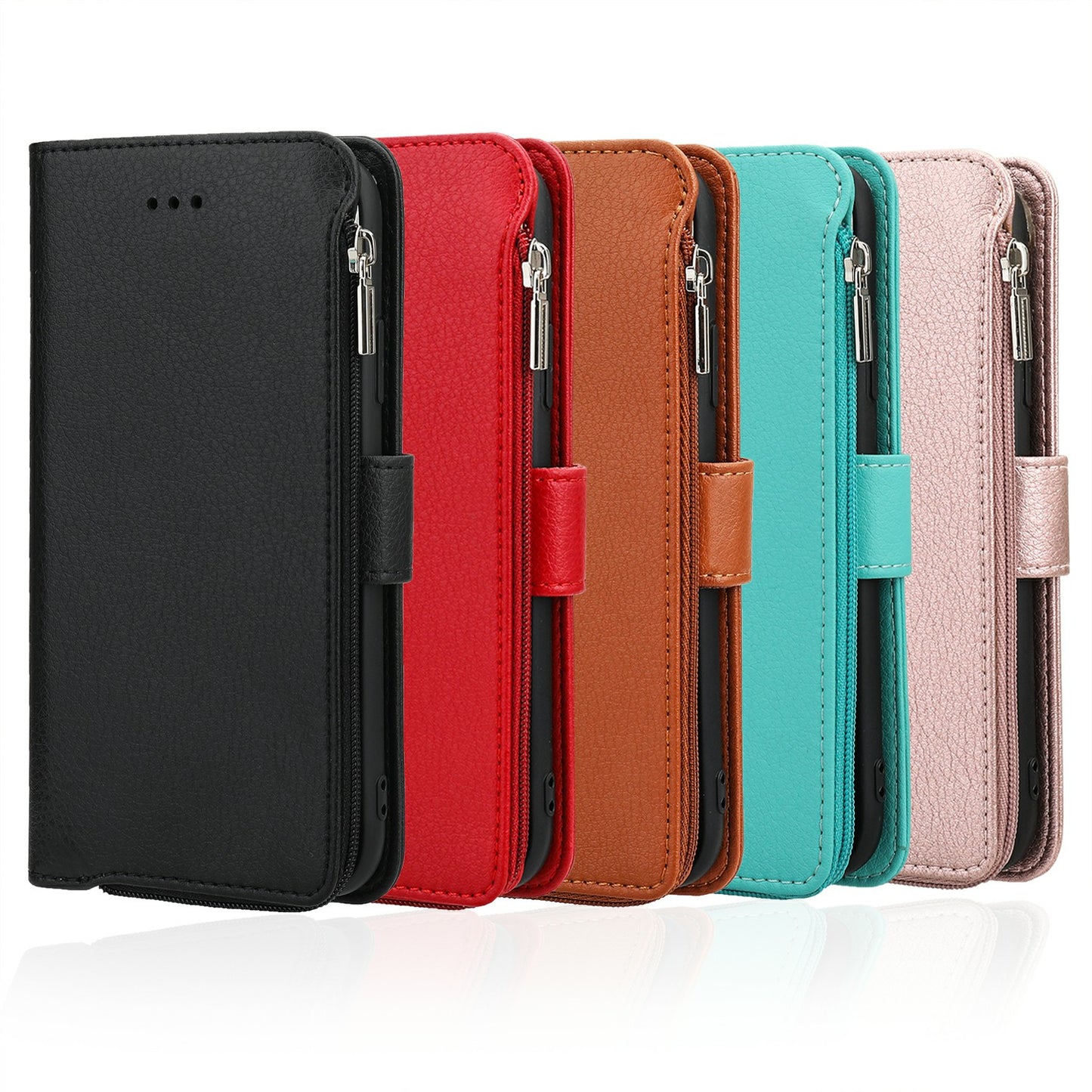 Microfiber Leather Phone Case Zipper Pocket Wallet for Samsung Galaxy S20 Ultra - Black