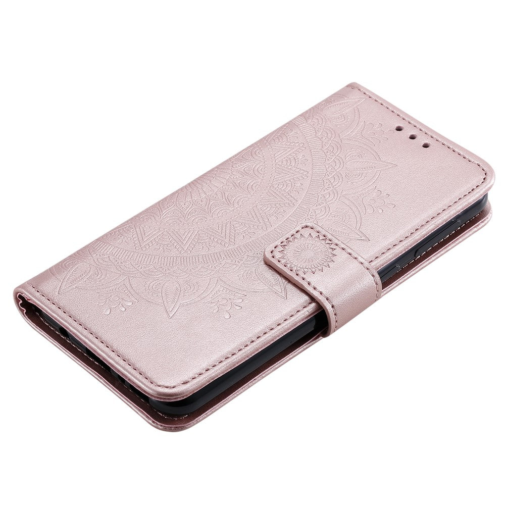 Imprint Flower Leather with Wallet Stand Case for Samsung Galaxy M31 - Rose Gold