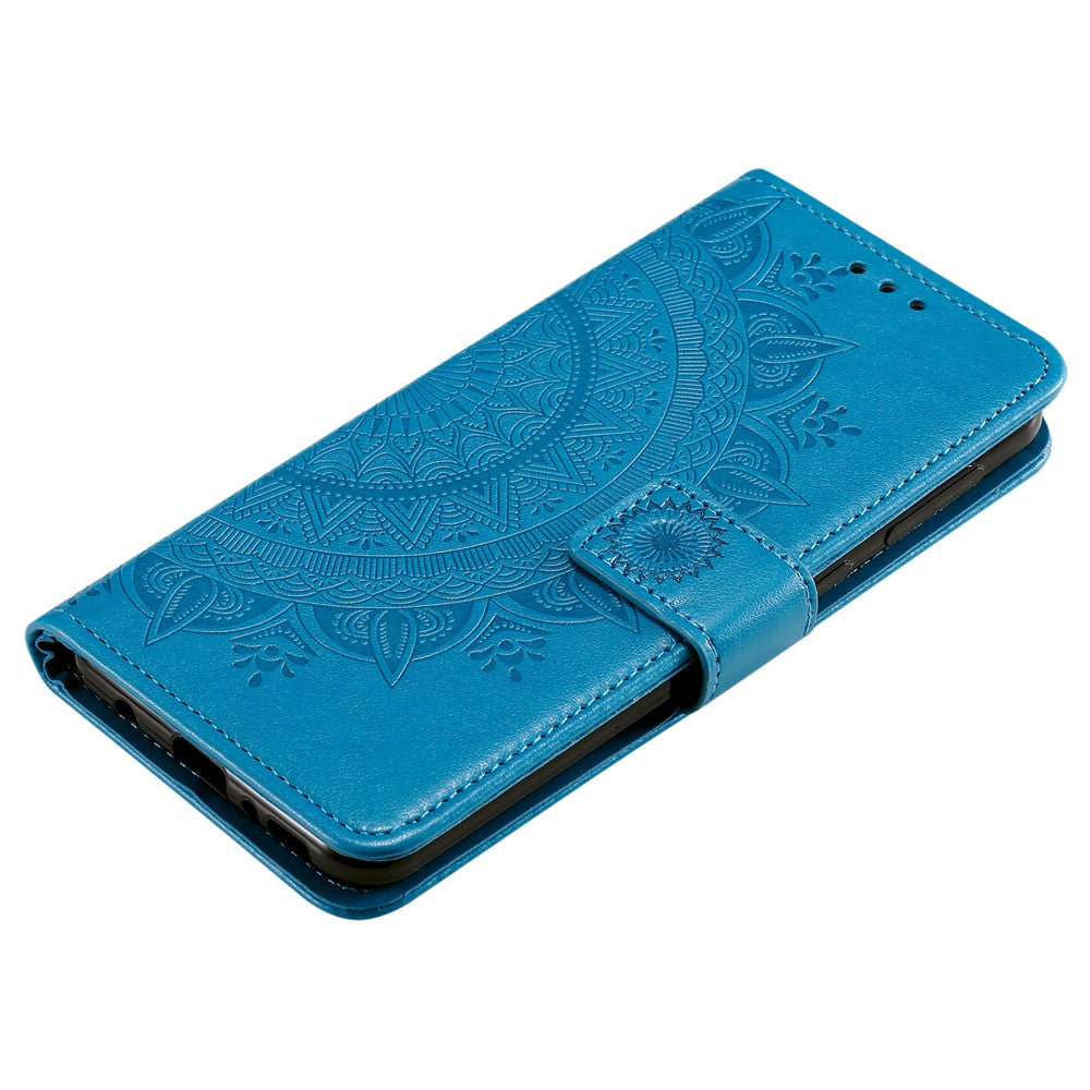 Imprint Flower Leather Stylish Cover for Samsung Galaxy M30s/M21 - Blue