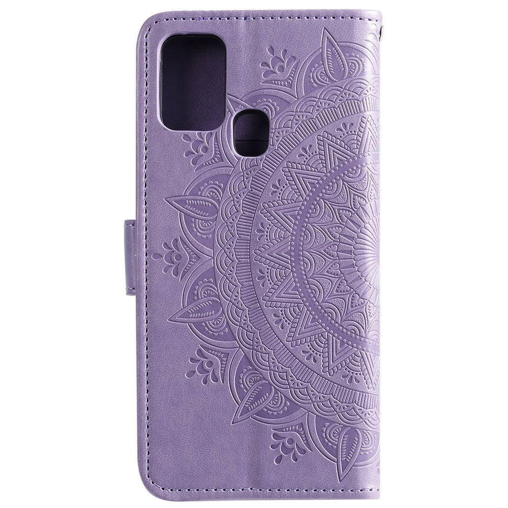 Imprint Flower Leather Stylish Cover for Samsung Galaxy M30s/M21 - Purple