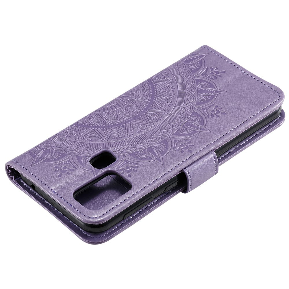 Imprint Flower Leather Stylish Cover for Samsung Galaxy M30s/M21 - Purple