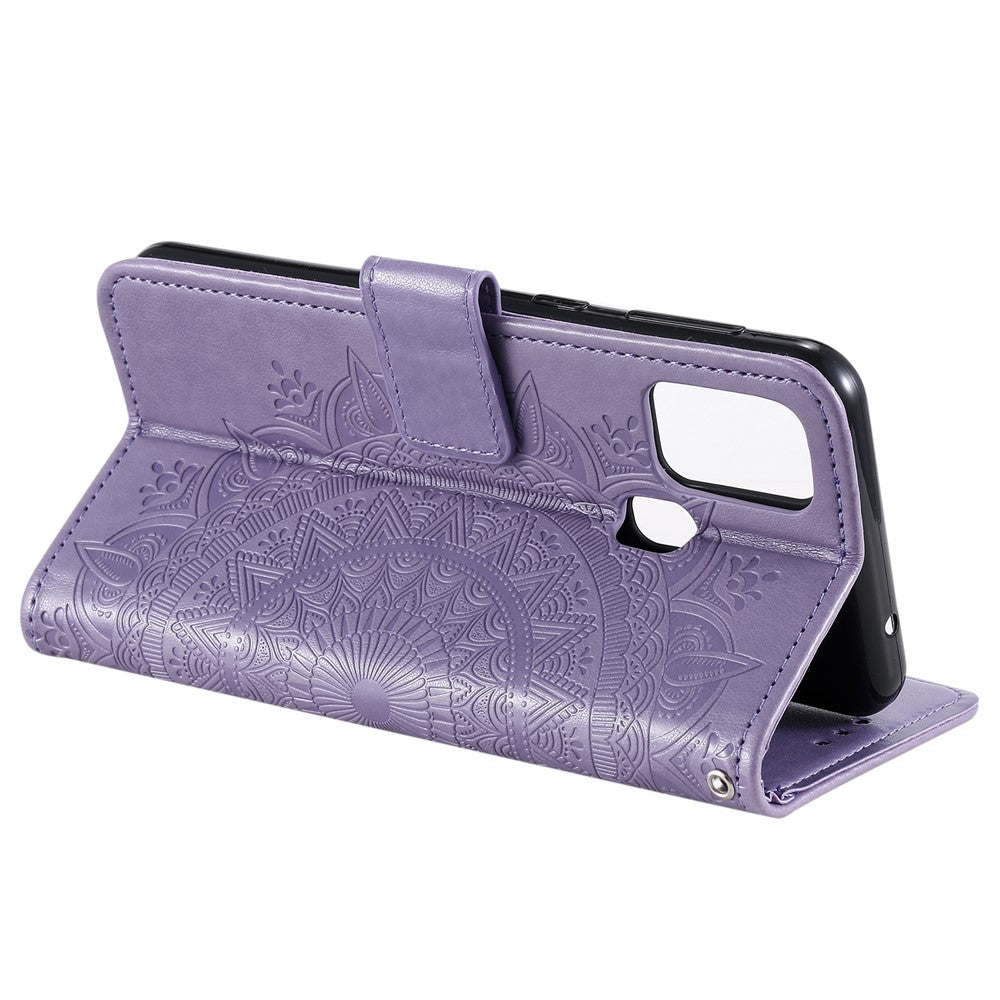 Imprint Flower Leather Stylish Cover for Samsung Galaxy M30s/M21 - Purple
