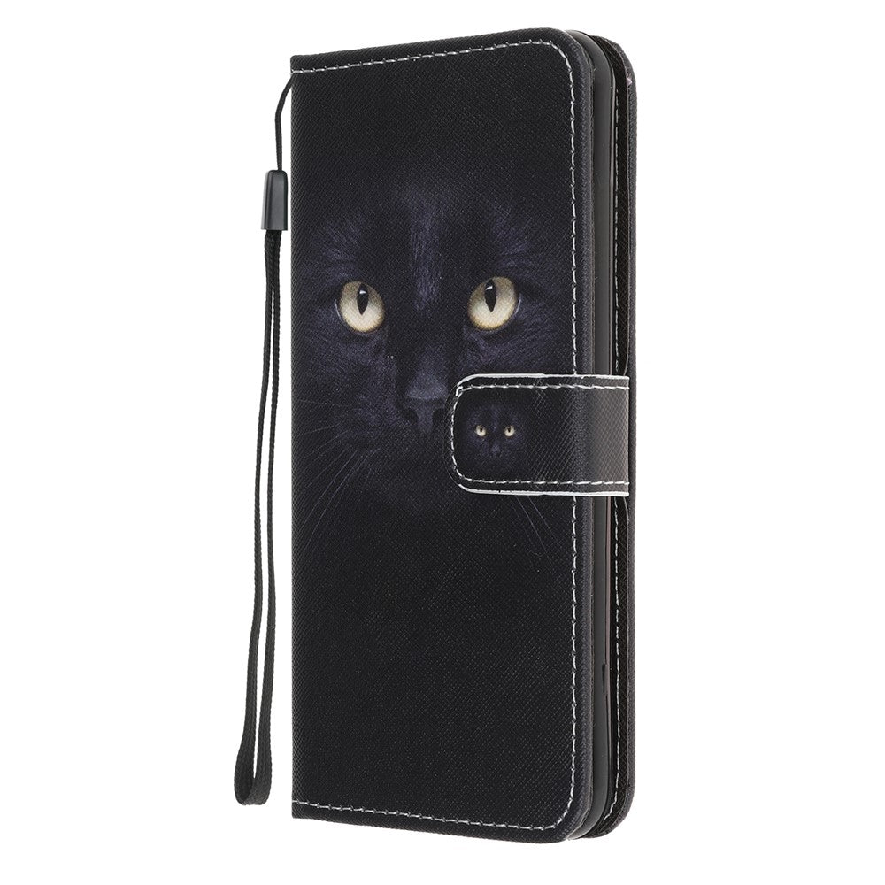 Pattern Printing Cross Texture Leather Mobile Cover for Samsung Galaxy M21 / M30s - Cat