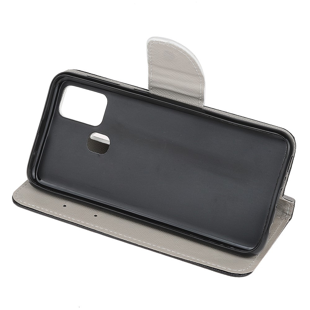 Cross Texture Pattern Printing Leather Wallet Cover with Strap for Samsung Galaxy M21 - Don't Touch My Phone