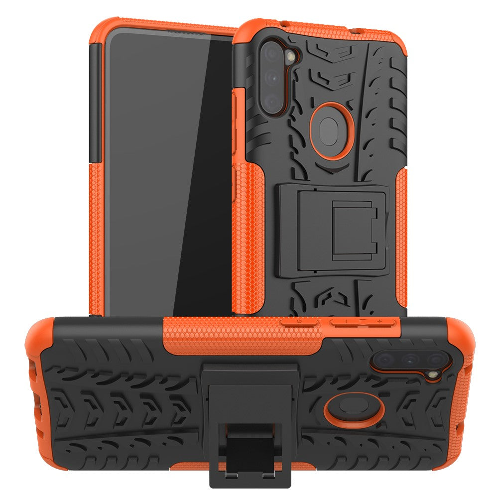 Anti-slip PC + TPU Hybrid Case with Kickstand Phone Shell for Samsung Galaxy A11(EU Version)/M11 - Orange