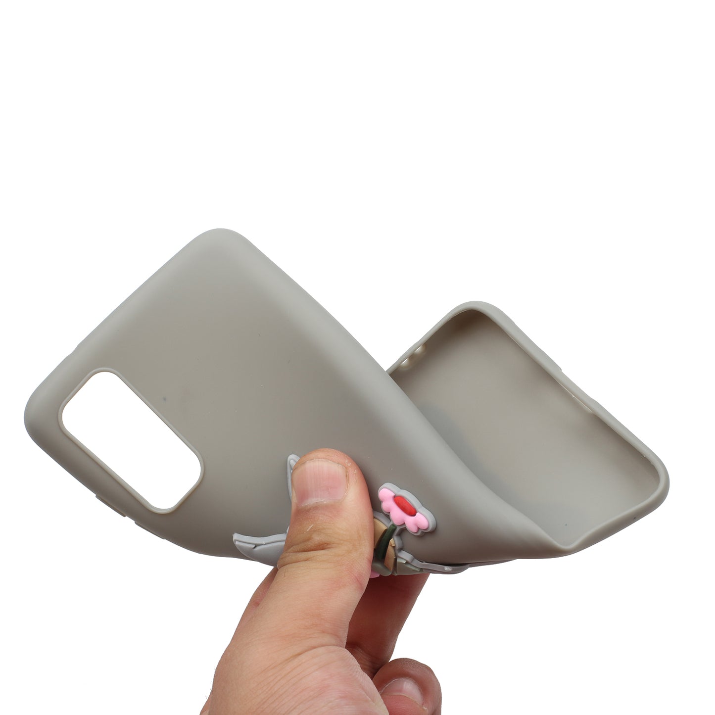 Animal Logo Decor TPU Phone Case Cover for Samsung Galaxy S20 4G/S20 5G - Grey Rabbit