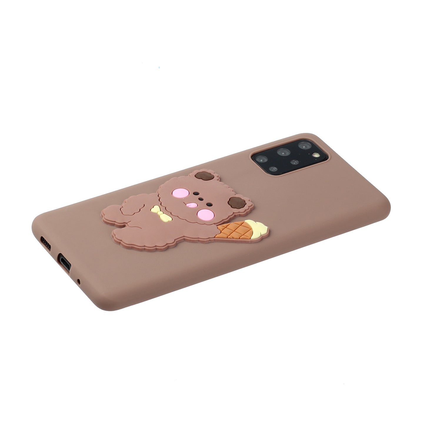 Animal Logo Decor TPU Phone Case Cover for Samsung Galaxy S20 Plus / S20 Plus 5G - Bear Eating Ice Cream
