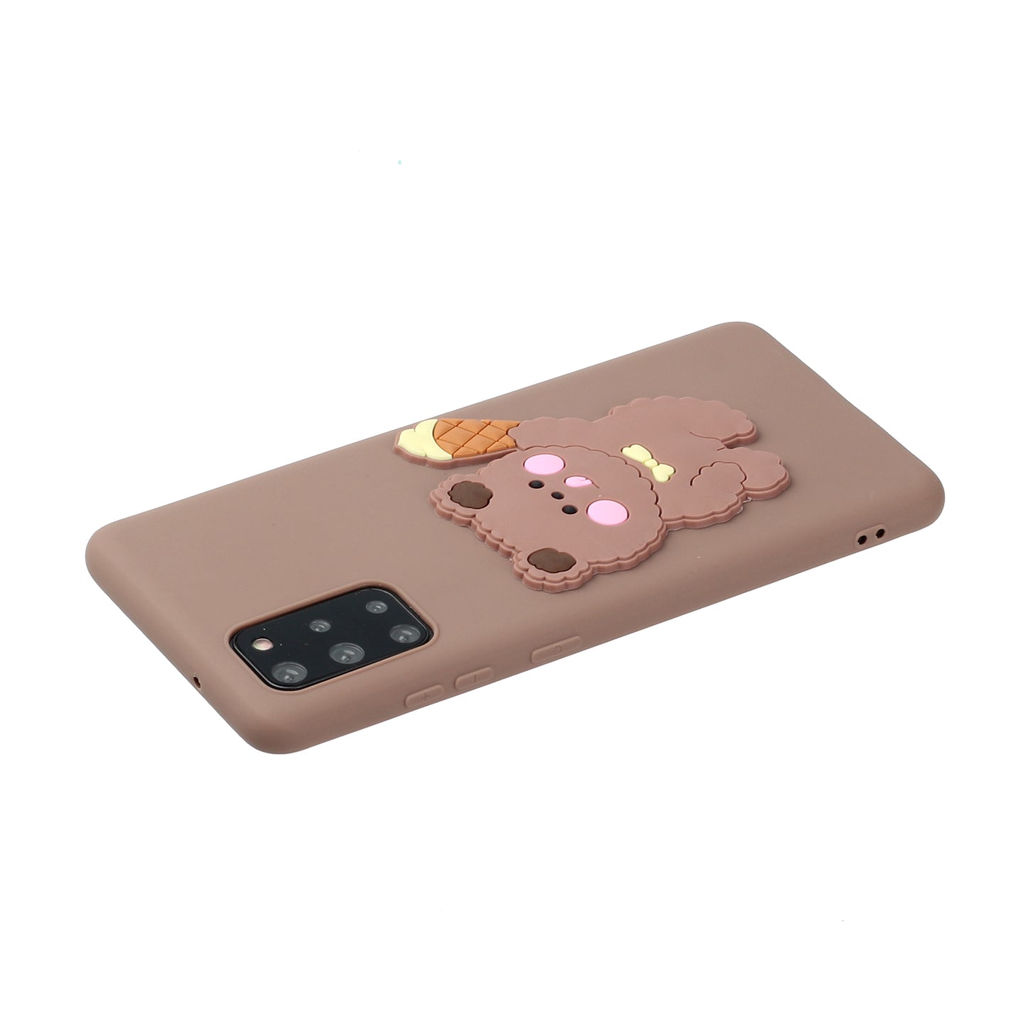 Animal Logo Decor TPU Phone Case Cover for Samsung Galaxy S20 Plus / S20 Plus 5G - Bear Eating Ice Cream