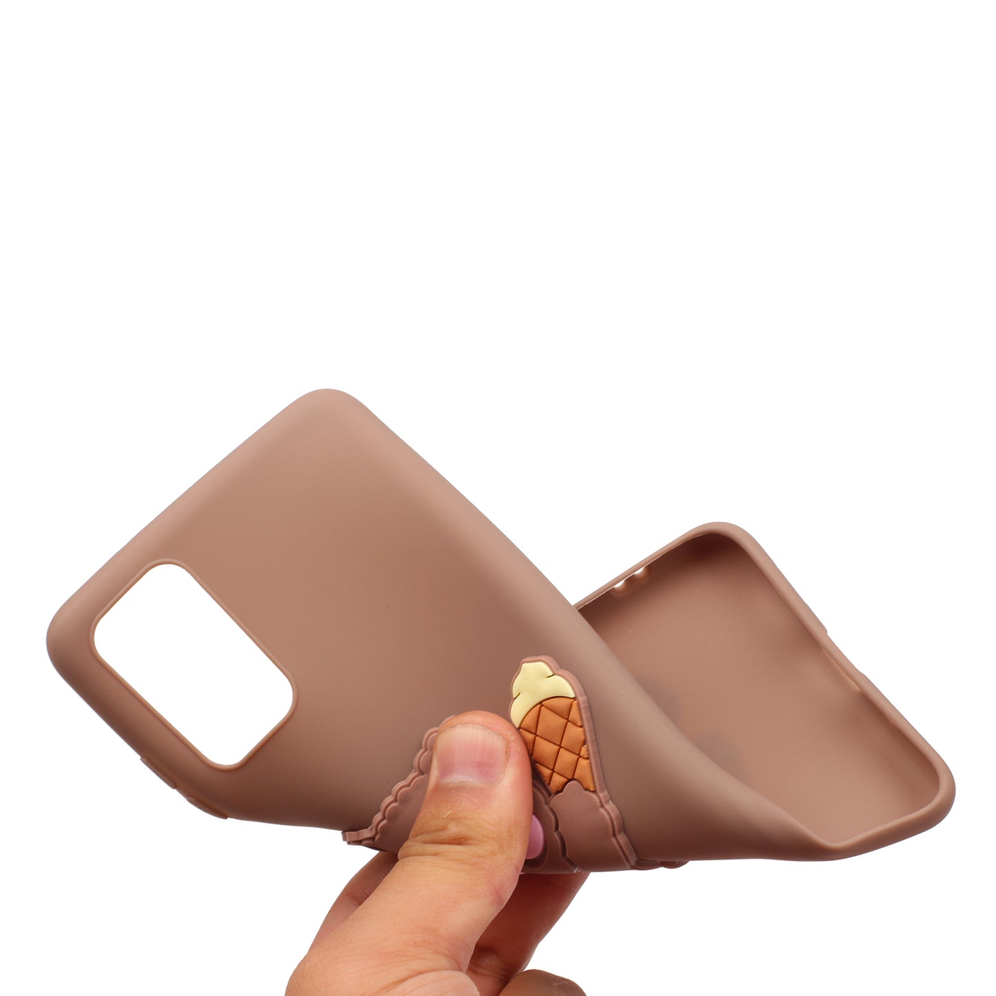 Animal Logo Decor TPU Phone Case Cover for Samsung Galaxy S20 Plus / S20 Plus 5G - Bear Eating Ice Cream