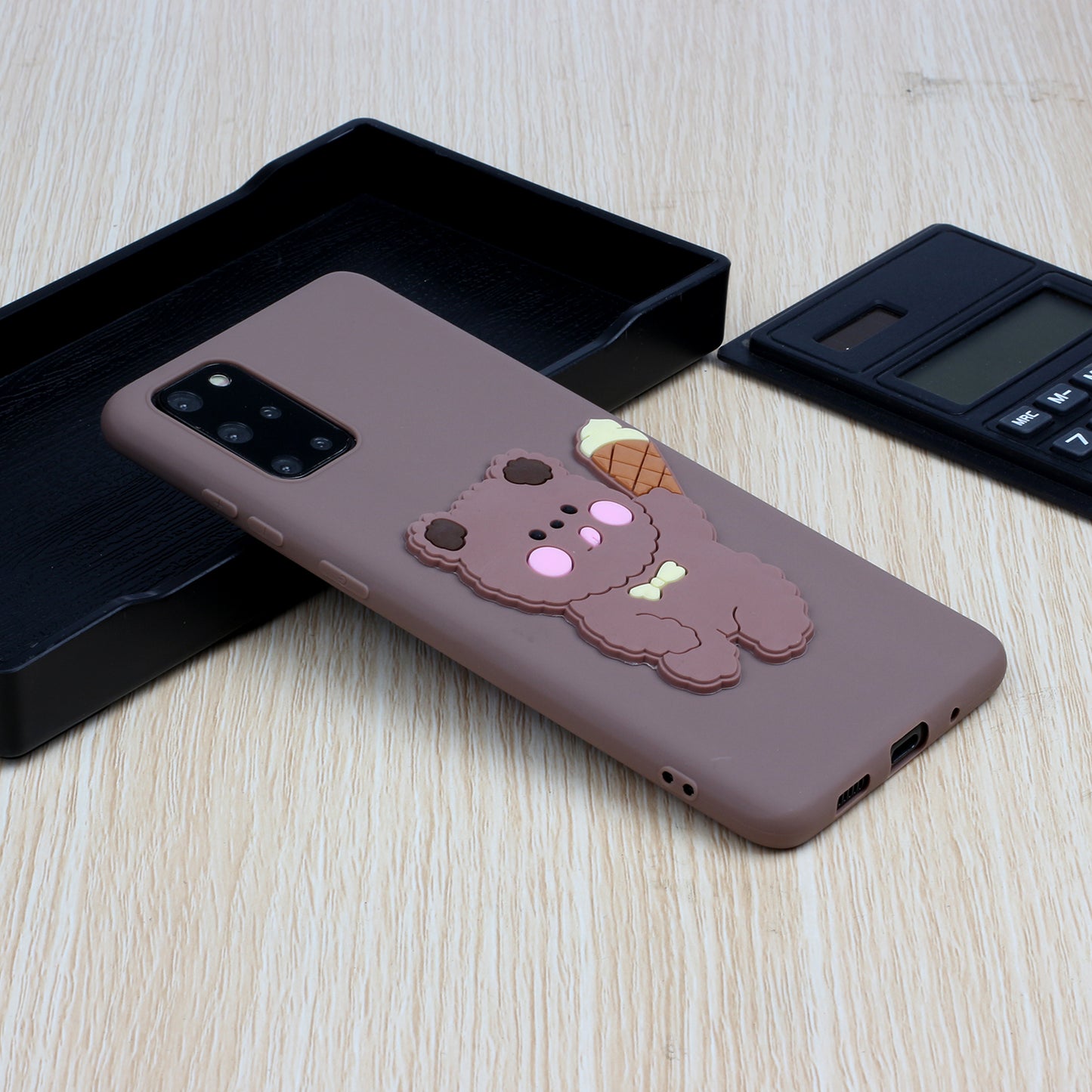 Animal Logo Decor TPU Phone Case Cover for Samsung Galaxy S20 Plus / S20 Plus 5G - Bear Eating Ice Cream