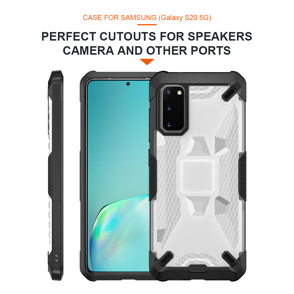 Robot Series Shockproof Anti-dropping TPU Phone Case for Samsung Galaxy S20 4G/S20 5G - Black/Transparent
