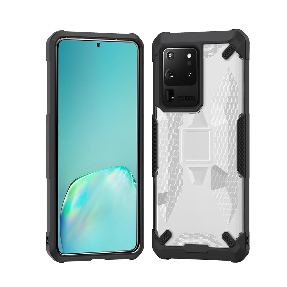 Robot Series Shockproof Anti-dropping TPU Phone Cover for Samsung Galaxy S20 Ultra - Black/Transparent