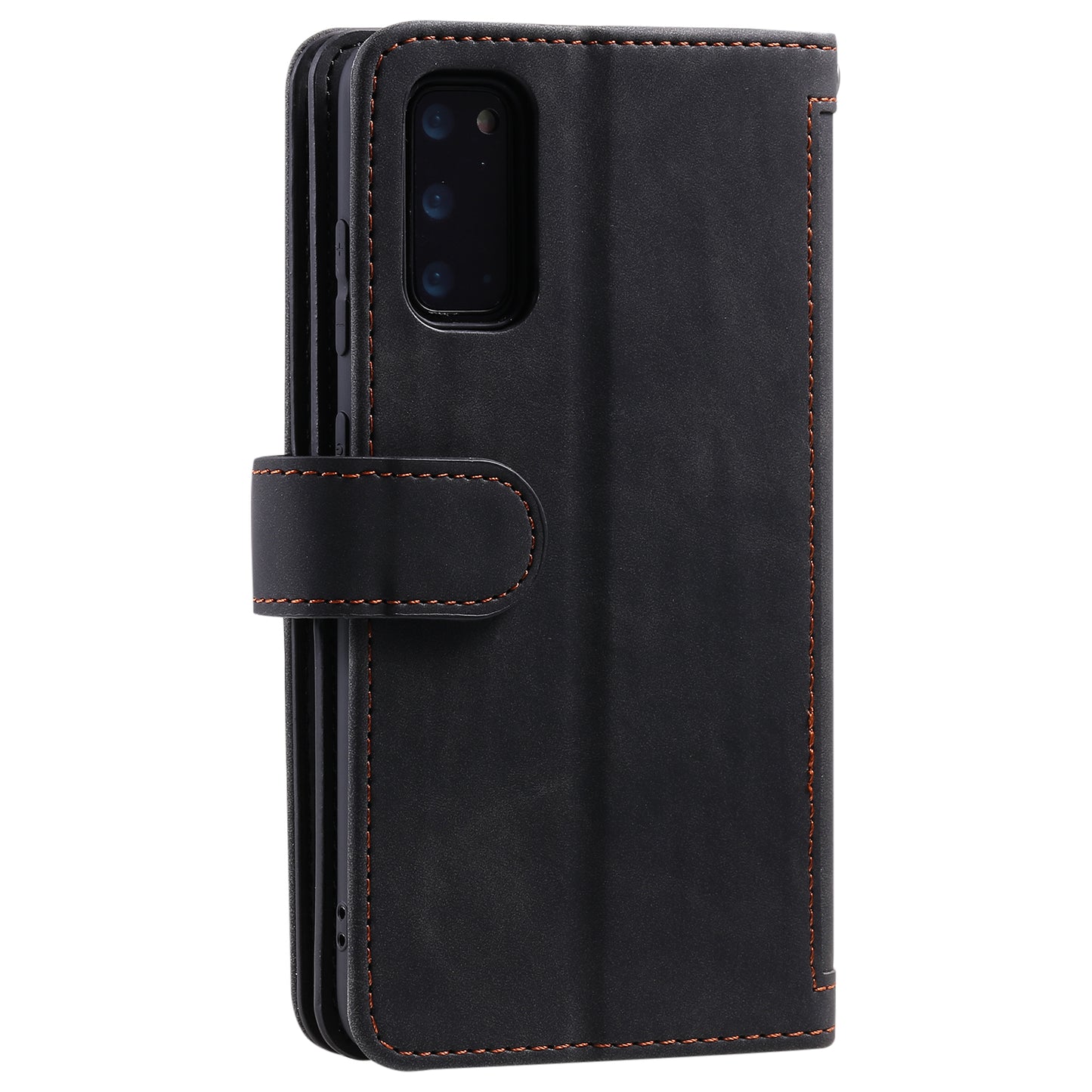 Zipper Pocket Wallet Stand Flip Leather Cell Phone Cover Casing for Samsung Galaxy S20 Plus/S20 Plus 5G - Black