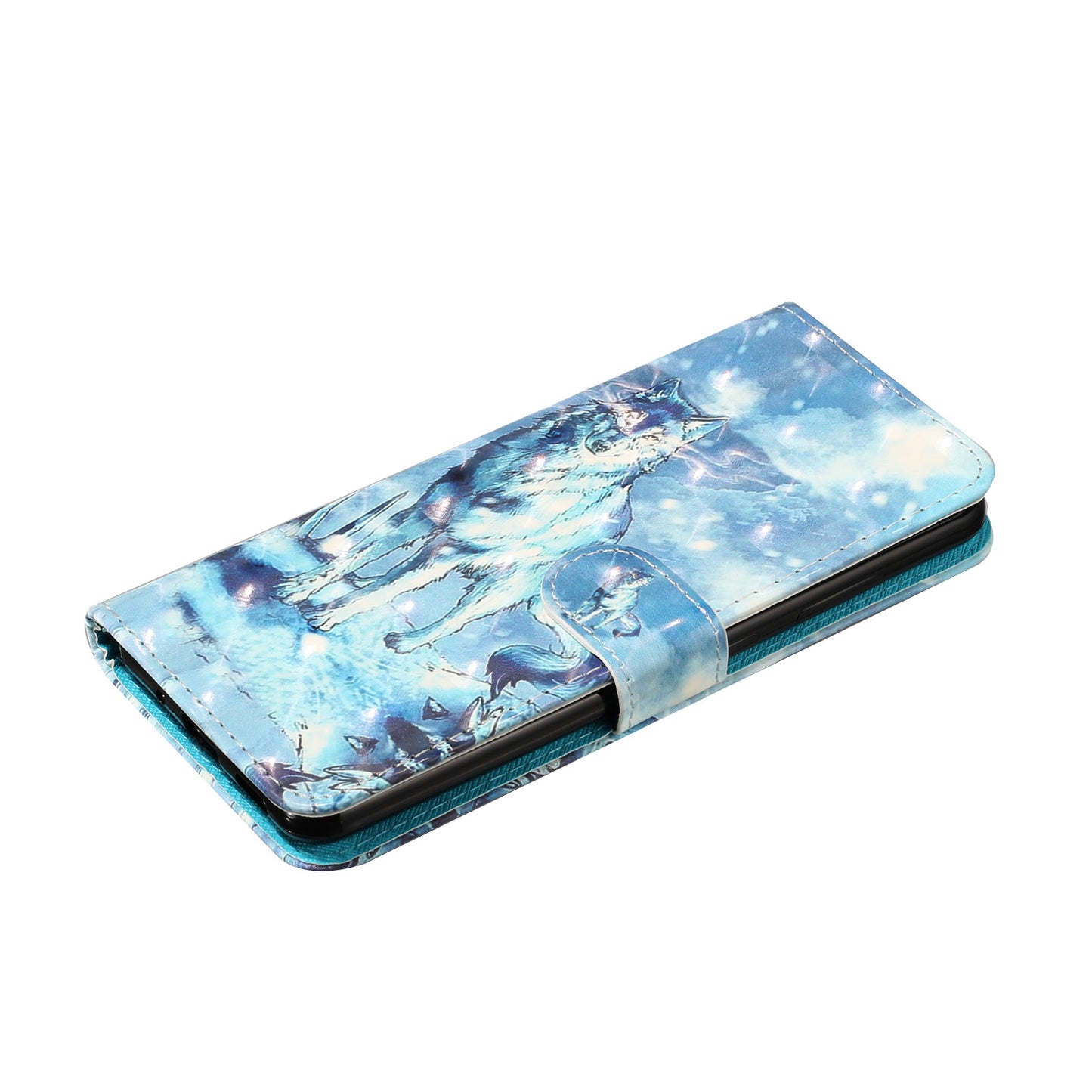 Light Spot Decor Patterned Embossed Leather Wallet Phone Case for Samsung Galaxy S20 4G/S20 5G - Wolf
