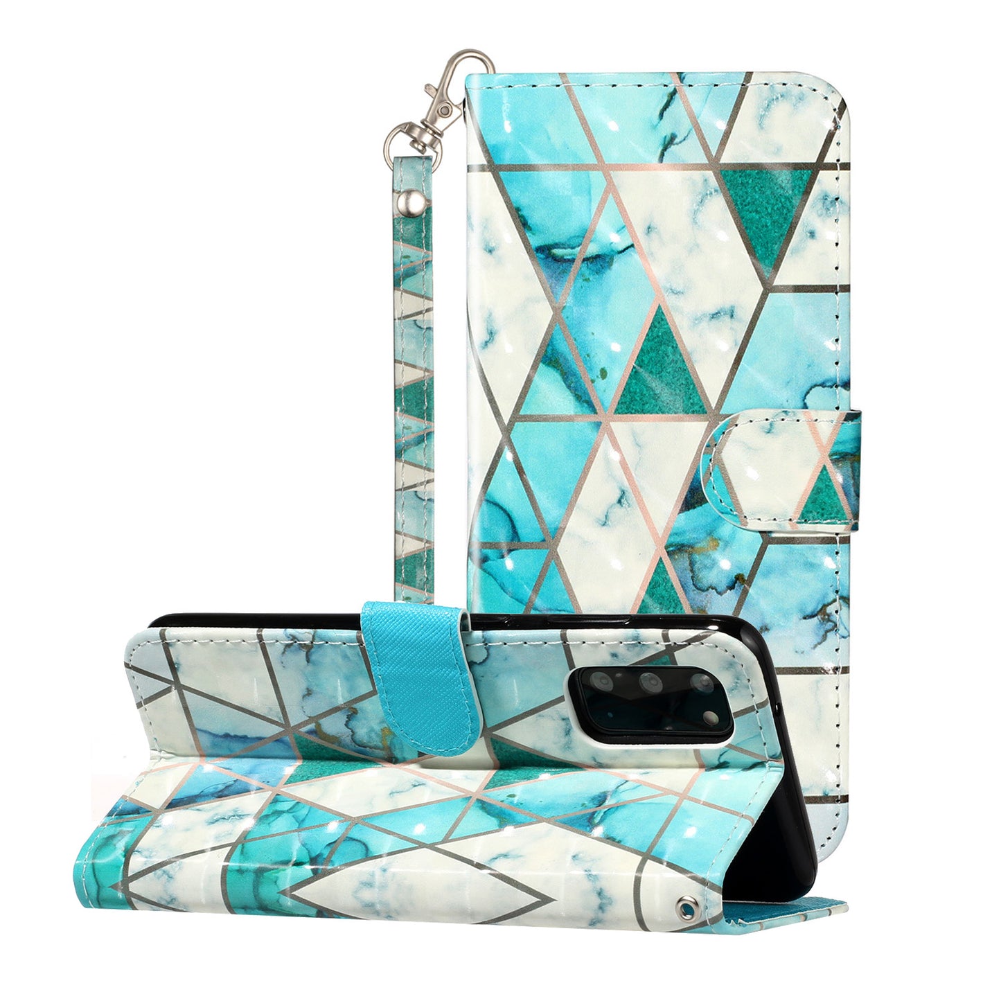 Light Spot Decor Patterned Embossed Leather Wallet Phone Case for Samsung Galaxy S20 4G/S20 5G - Ceramic Tile