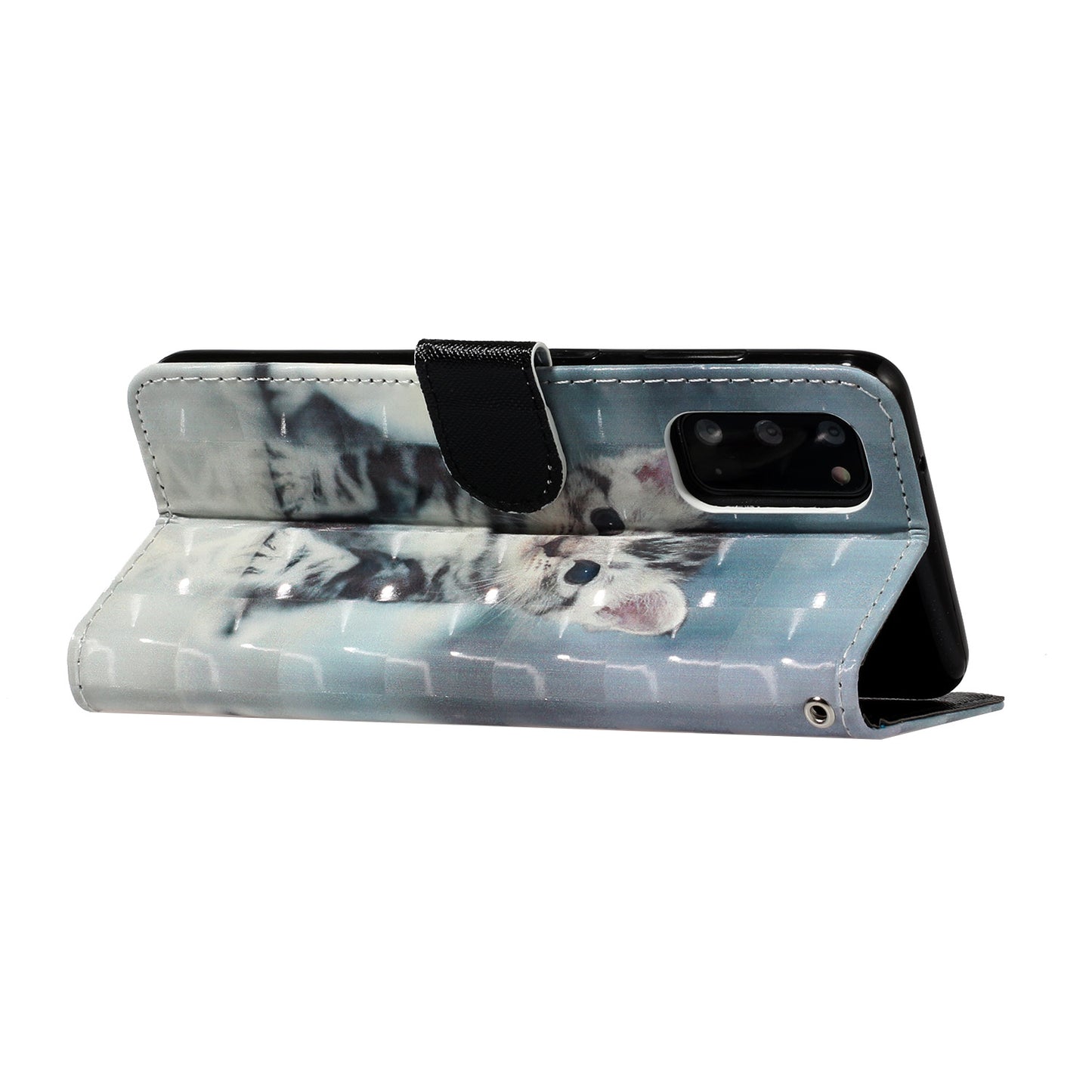 Light Spot Decor Patterned Embossed Leather Wallet Phone Case for Samsung Galaxy S20 4G/S20 5G - Cat
