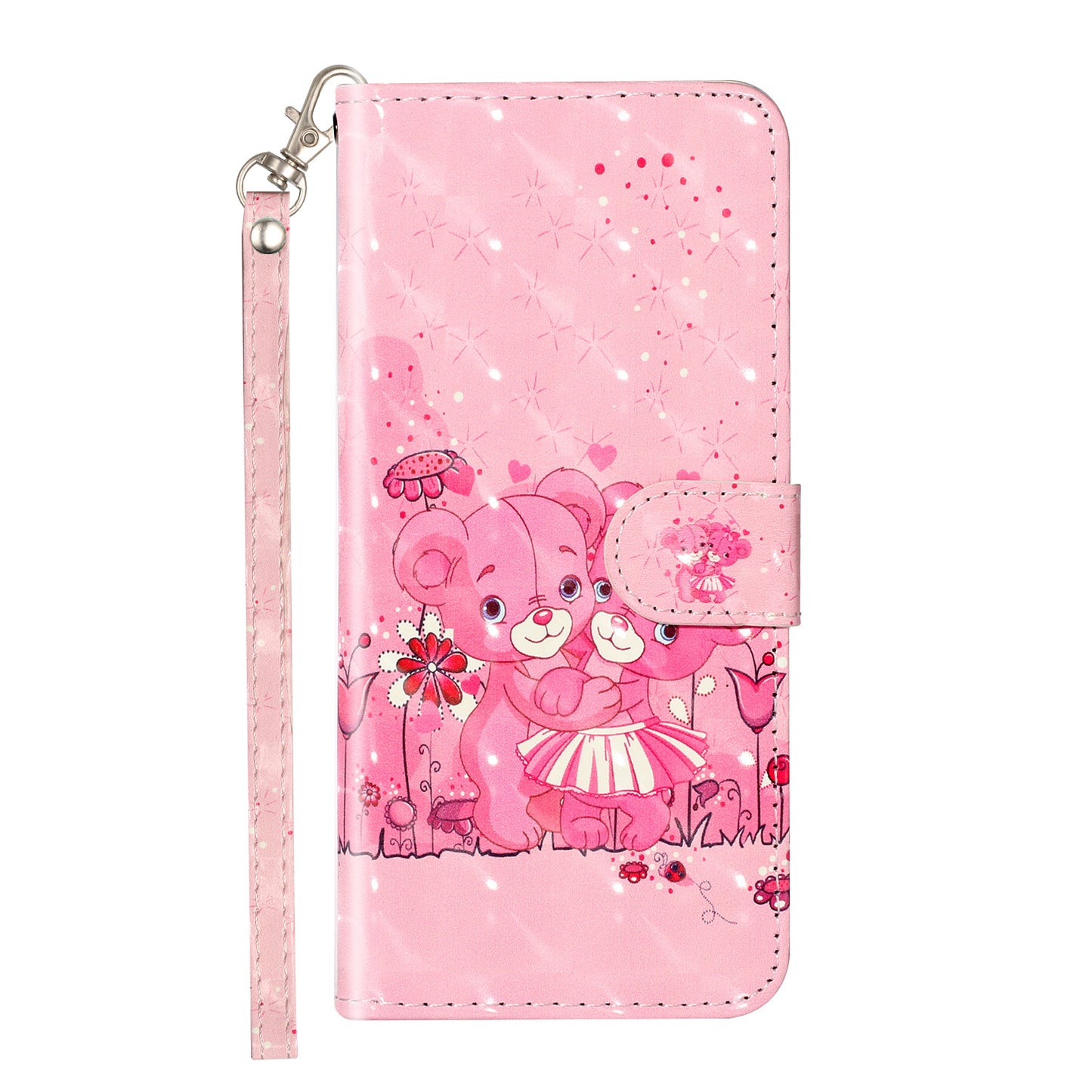 Light Spot Decor Patterned Embossed Leather Wallet Phone Case for Samsung Galaxy S20 4G/S20 5G - Bear