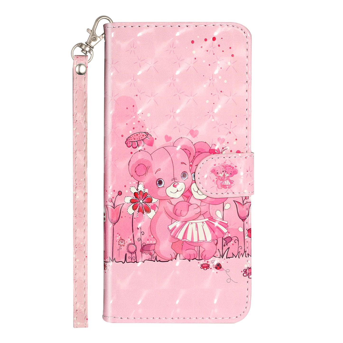 Light Spot Decor Patterned Embossed Leather Wallet Case Cover for Samsung Galaxy S20 Plus - Teddy