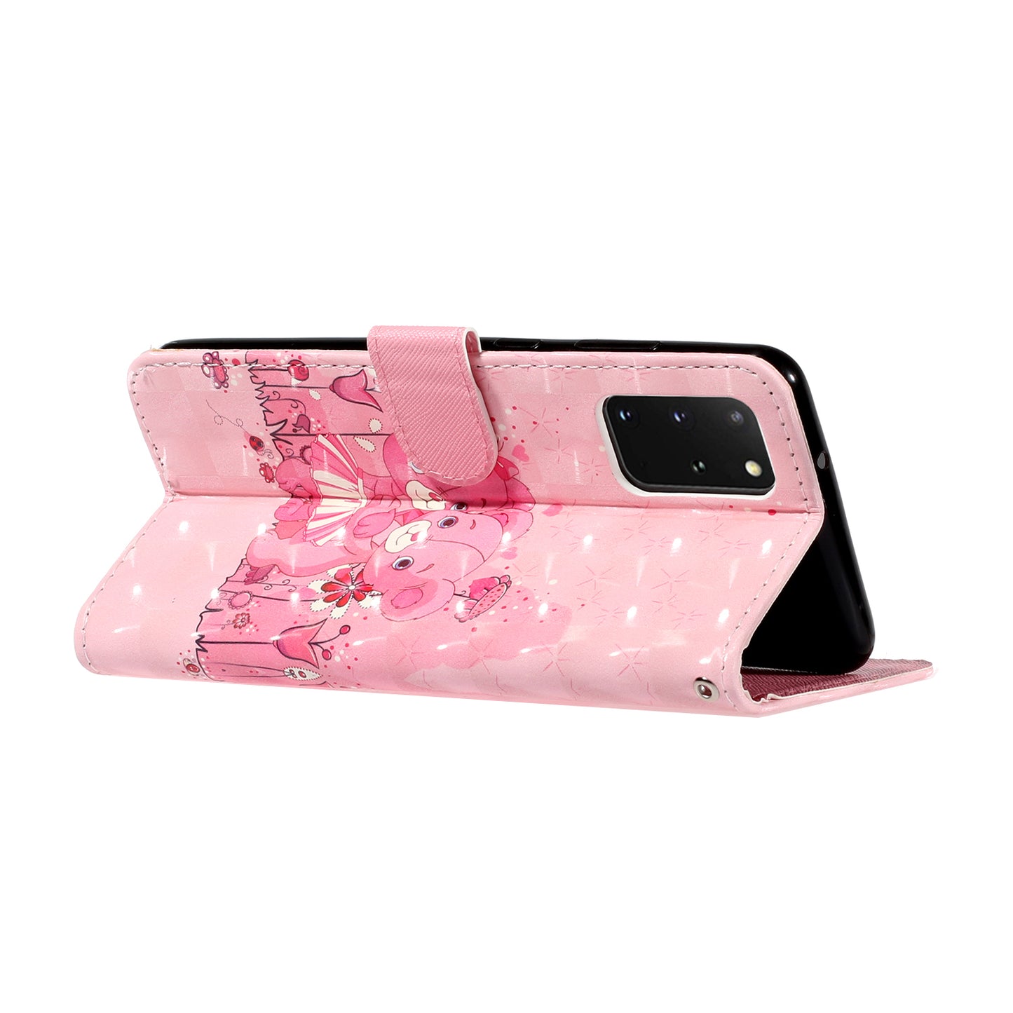 Light Spot Decor Patterned Embossed Leather Wallet Case Cover for Samsung Galaxy S20 Plus - Teddy
