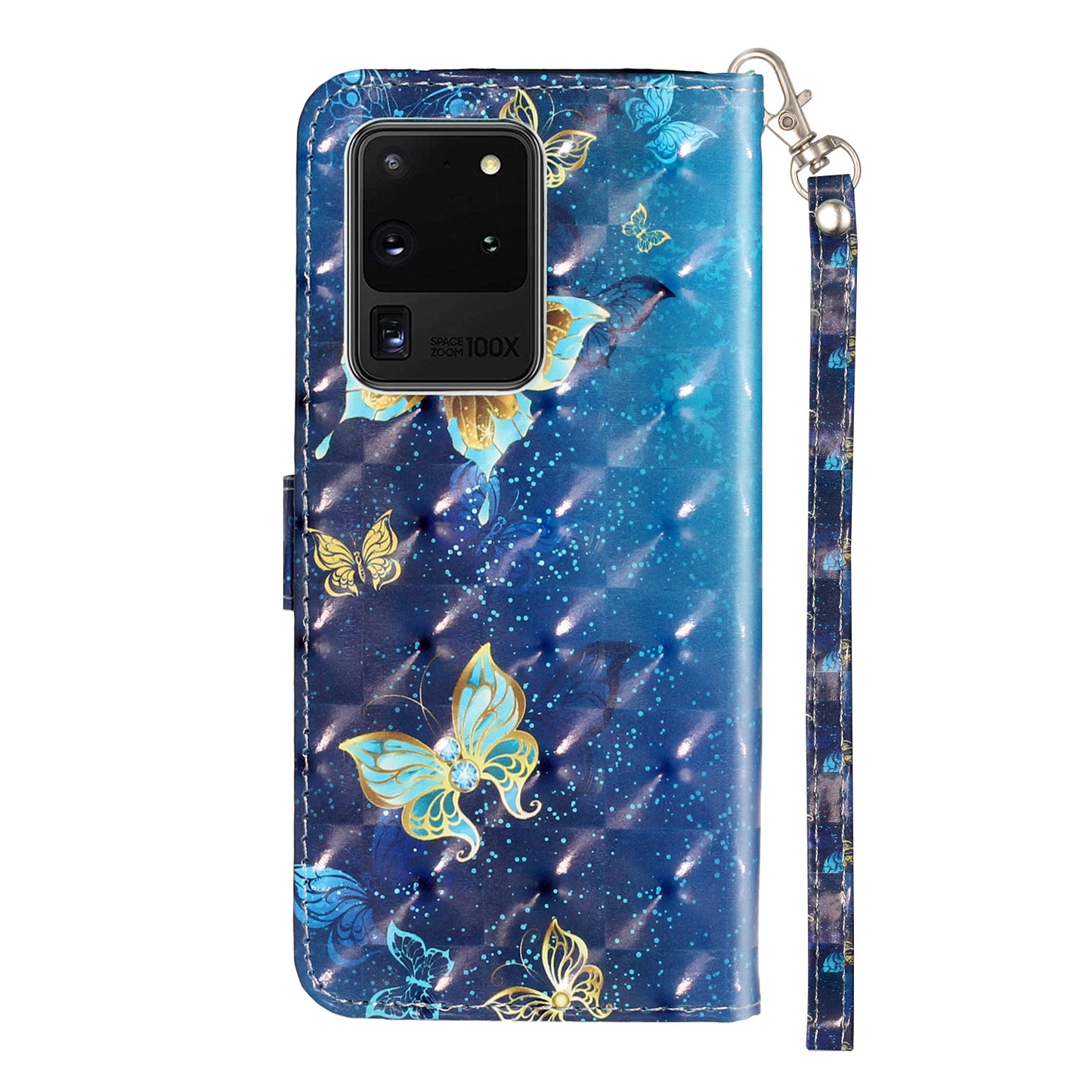 Light Spot Decor Pattern Embossed Leather Case Wallet for Samsung Galaxy S20 Ultra - Butterfly
