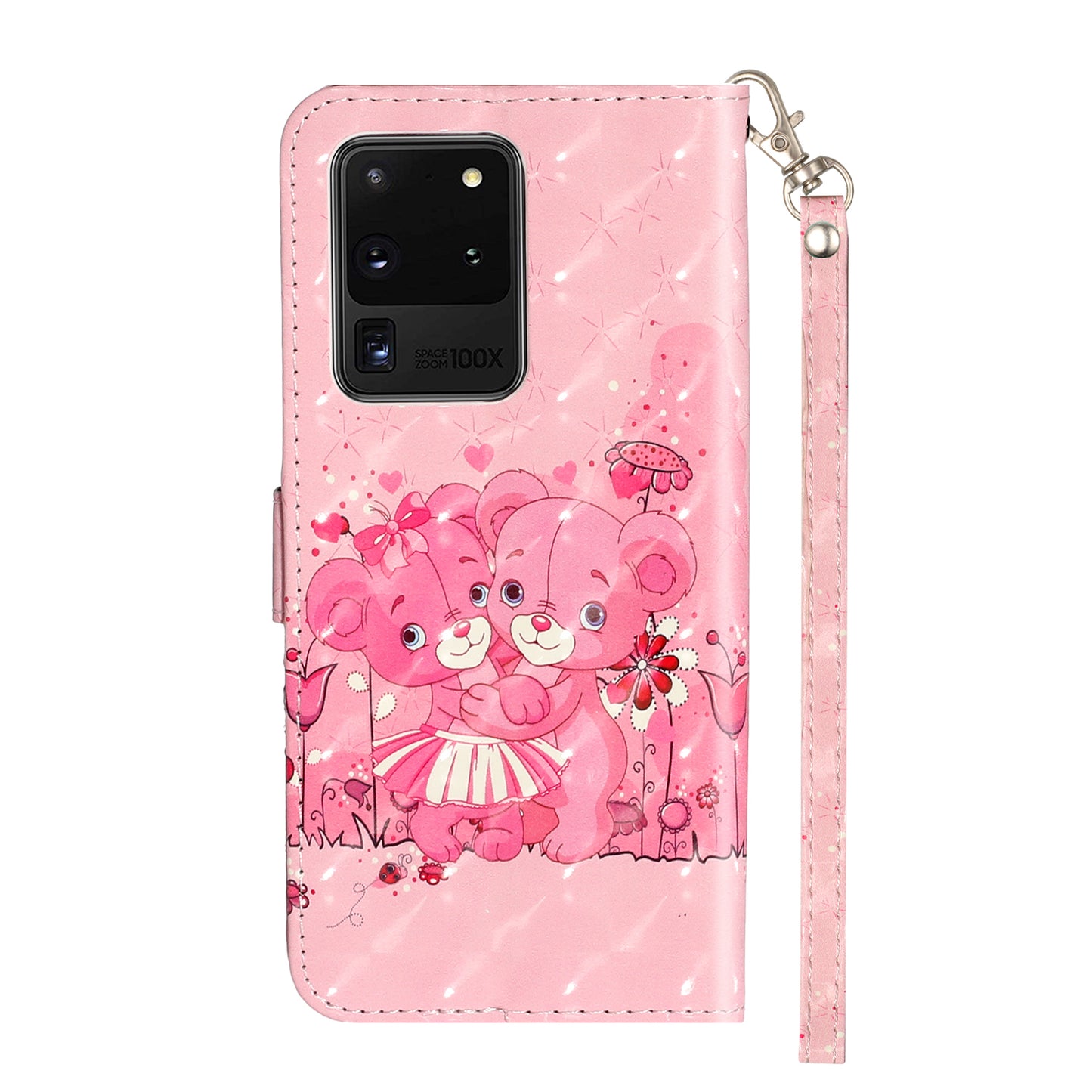 Light Spot Decor Pattern Embossed Leather Case Wallet for Samsung Galaxy S20 Ultra - Teddy