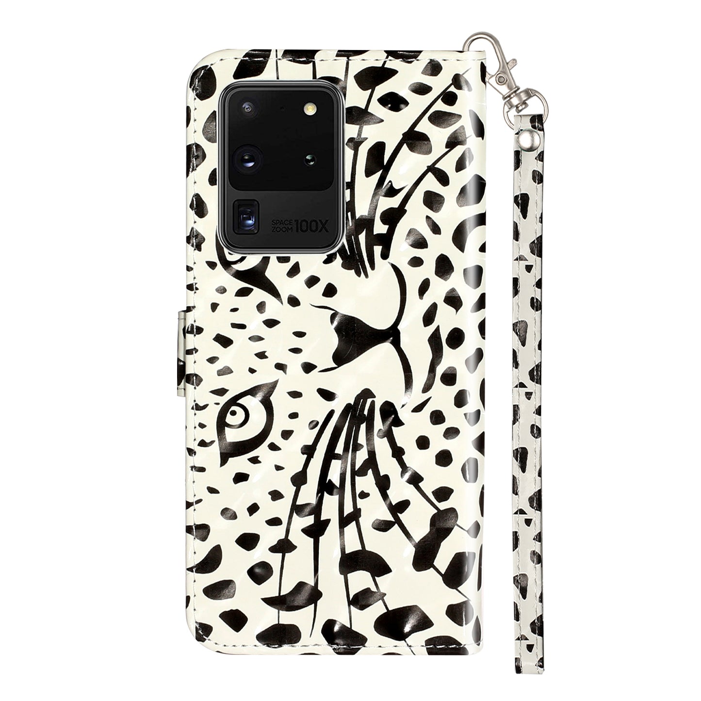 Light Spot Decor Pattern Embossed Leather Case Wallet for Samsung Galaxy S20 Ultra - Cartoon Leopard