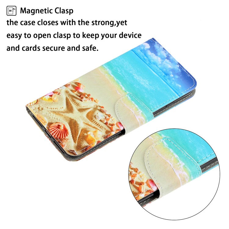 Pattern Printing Flip Leather Wallet Phone Cover for Samsung Galaxy A21s - Beach