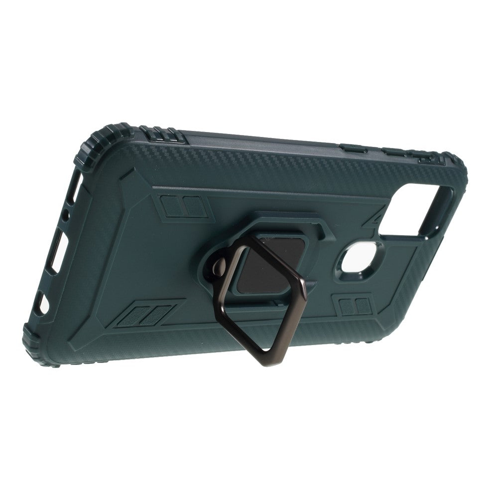Phone Cover Finger Ring Kickstand TPU Back Case for Samsung Galaxy M31 - Green