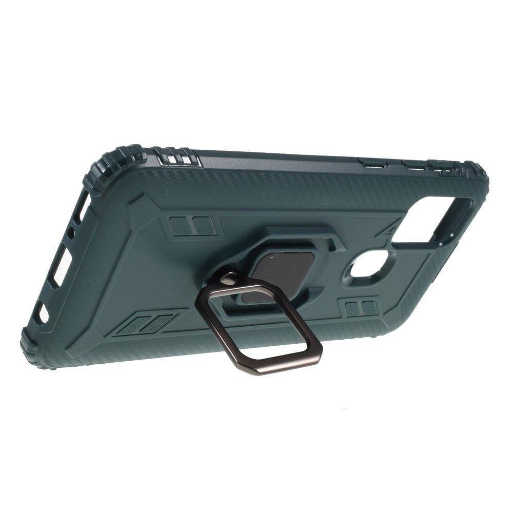 Phone Cover Finger Ring Kickstand TPU Back Case for Samsung Galaxy M31 - Green