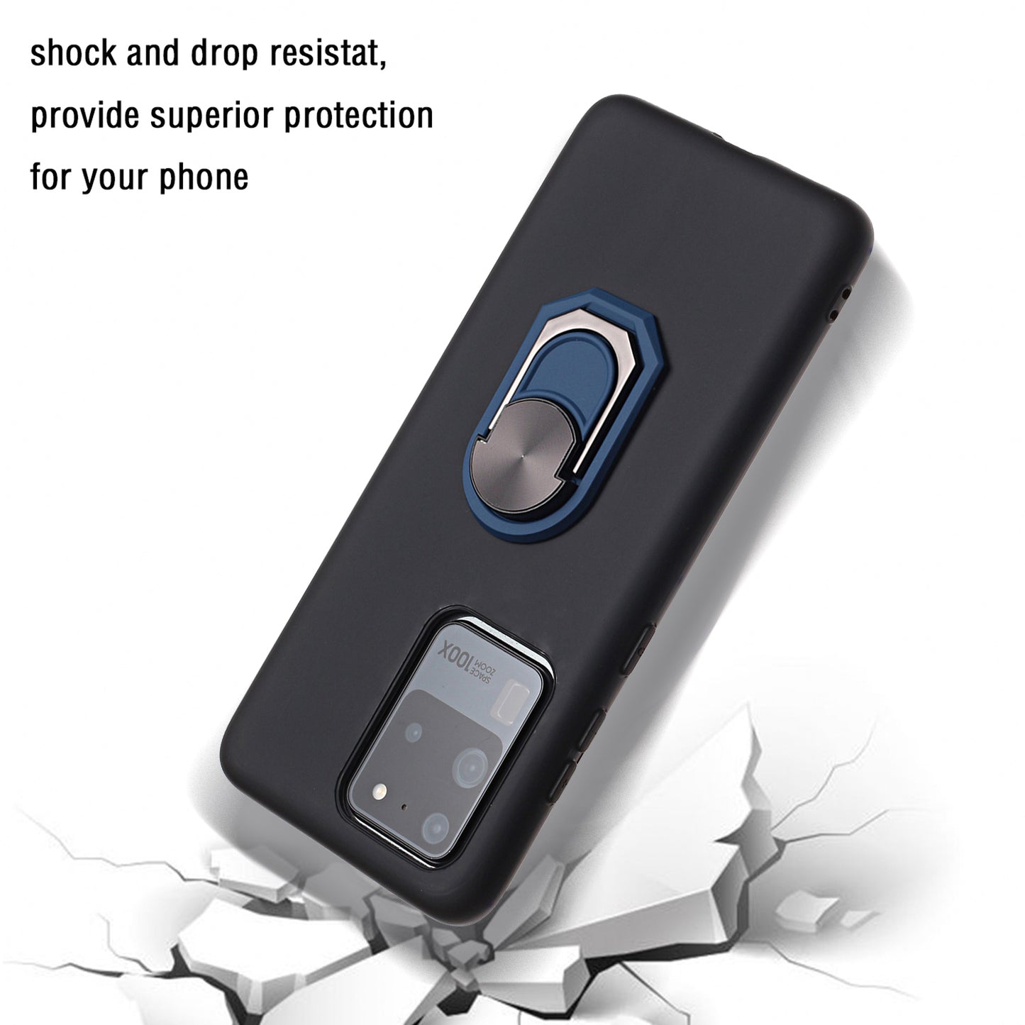 Kickstand Soft Phone Cover Case for Samsung Galaxy S20 Ultra - Black / Blue