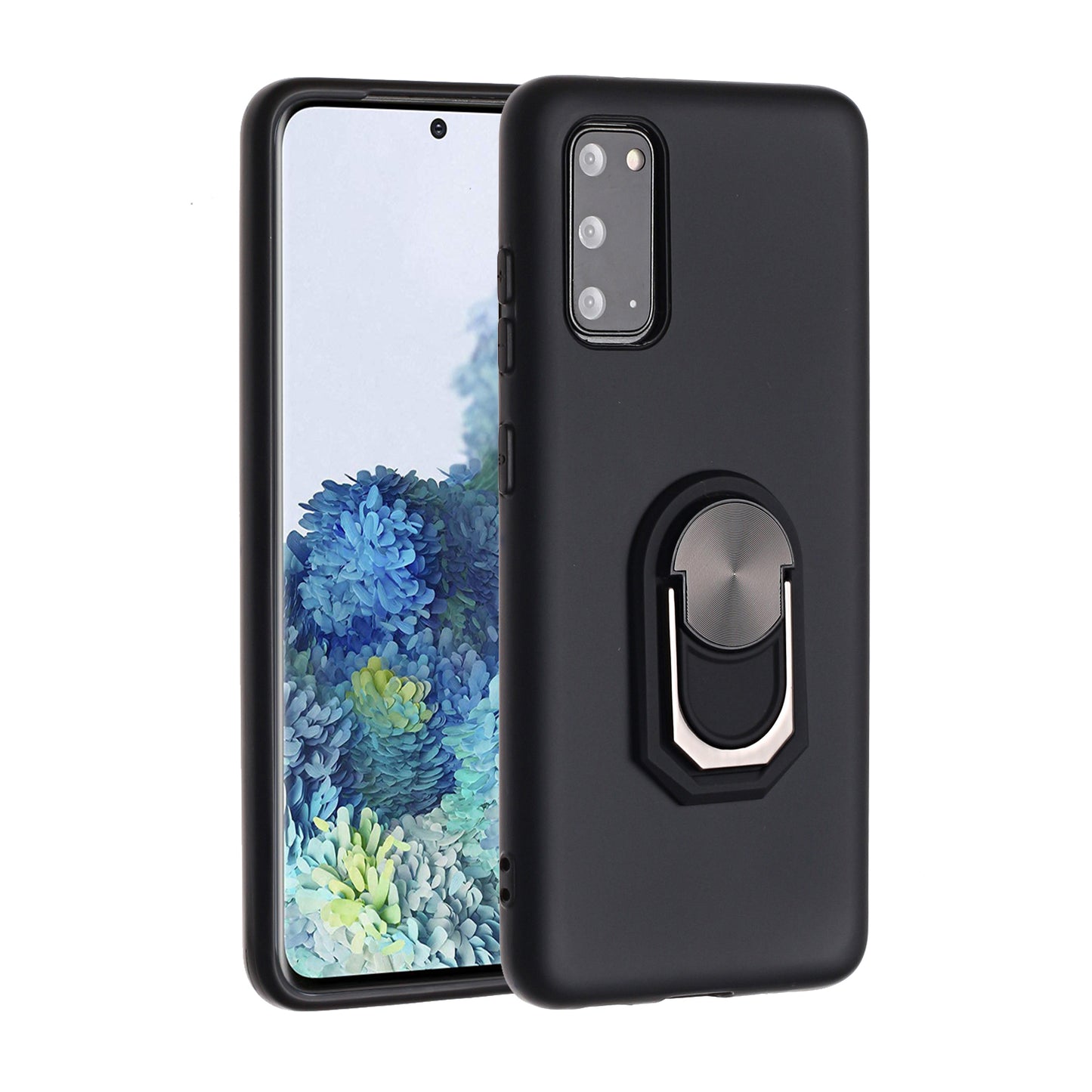 Kickstand Soft Silicone Phone Cover for Samsung Galaxy S20 4G/S20 5G - Black