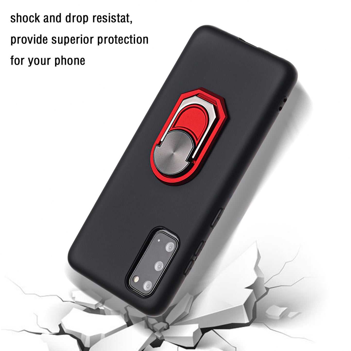 Kickstand Soft Silicone Phone Cover for Samsung Galaxy S20 4G/S20 5G - Black/Red
