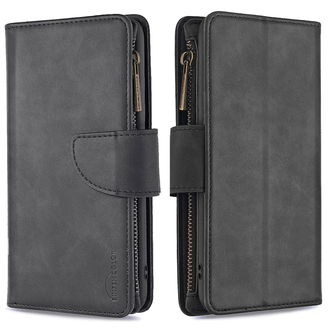 Zipper Pocket Detachable 2-in-1 Leather Wallet Stand Cell Phone Cover for Samsung Galaxy S20 Plus/S20 Plus 5G - Black