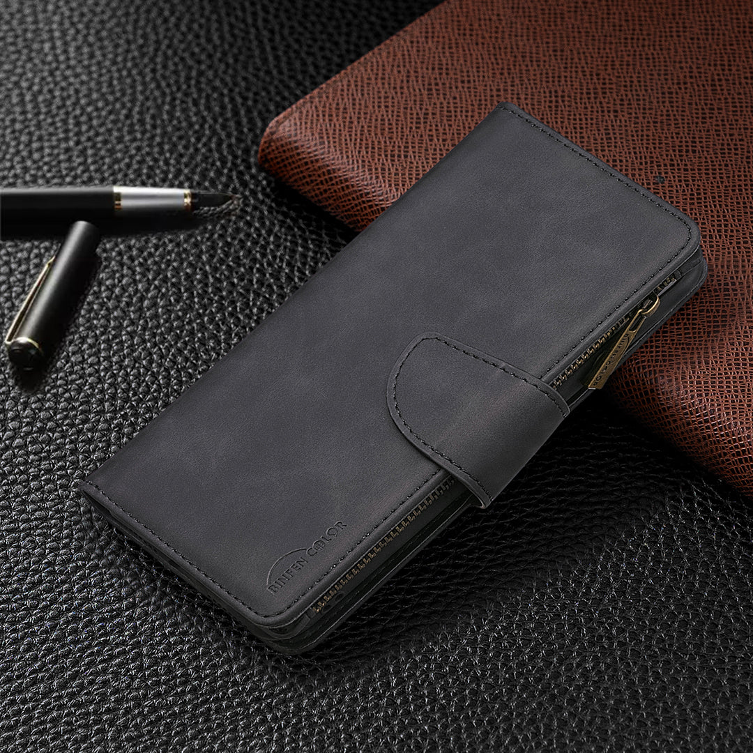 Zipper Pocket Detachable 2-in-1 Leather Wallet Stand Cell Phone Cover for Samsung Galaxy S20 Plus/S20 Plus 5G - Black