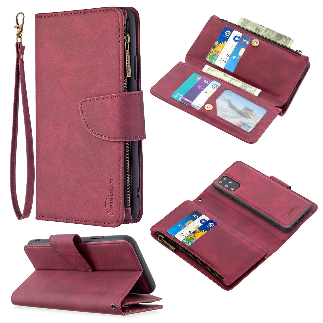 Zipper Pocket Detachable 2-in-1 Leather Wallet Stand Cell Phone Cover for Samsung Galaxy S20 Plus/S20 Plus 5G - Red