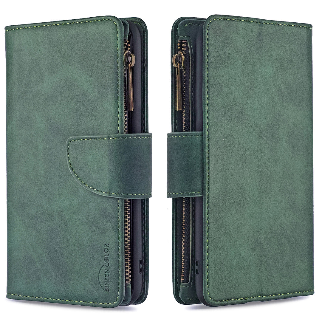Zipper Pocket Detachable 2-in-1 Leather Wallet Stand Cell Phone Cover for Samsung Galaxy S20 Plus/S20 Plus 5G - Green