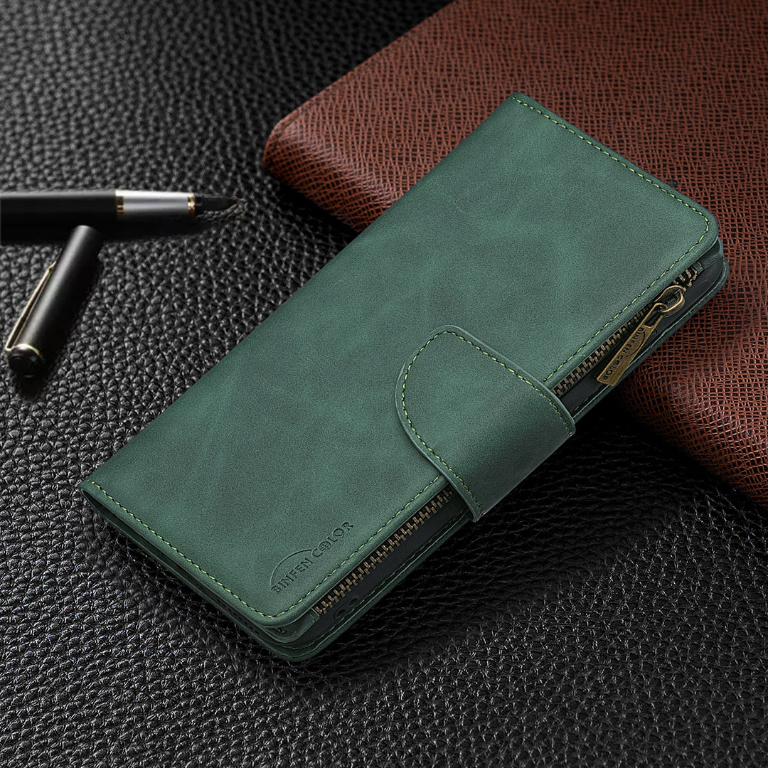 Zipper Pocket Detachable 2-in-1 Leather Wallet Stand Cell Phone Cover for Samsung Galaxy S20 Plus/S20 Plus 5G - Green