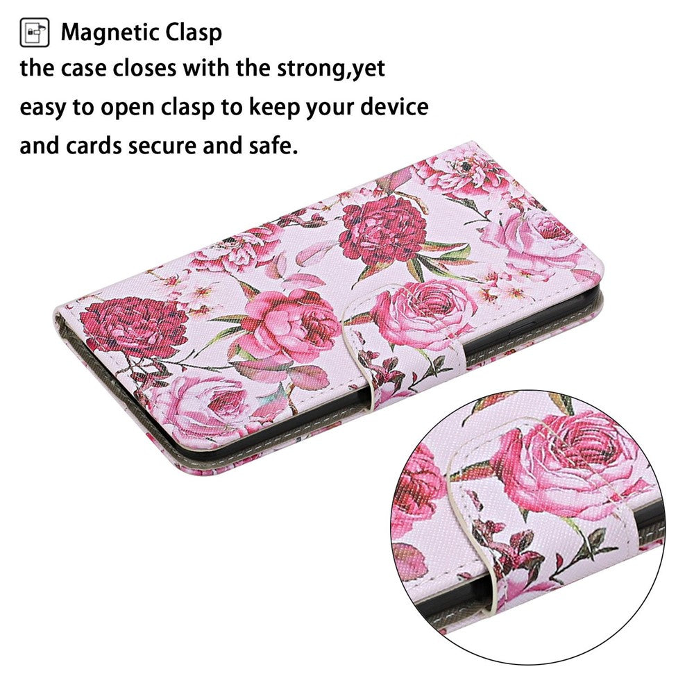 Pattern Printing Cover Flip Leather Wallet Stand Case for Samsung Galaxy M11 - Flowers