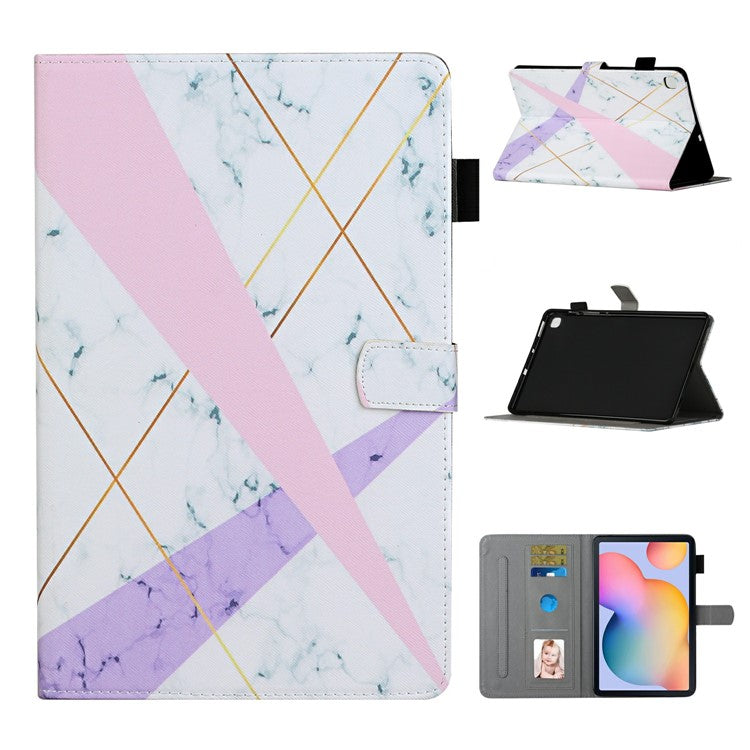 Pattern Leather Card Holder Stand Tablet Case for Samsung Galaxy Tab S6 Lite (2020) P615 P610 / (2022) / (2024) - Stone Grain