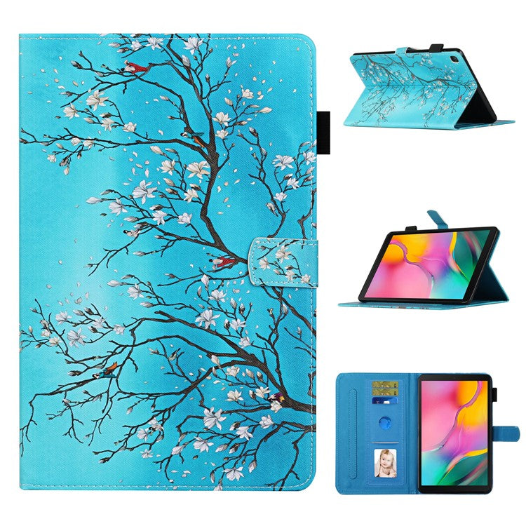 Pattern Printing Leather Card Holder Stand Tablet Protection Cover for Samsung Galaxy Tab A 10.1 (2019) T510/T515 - Flower Branch