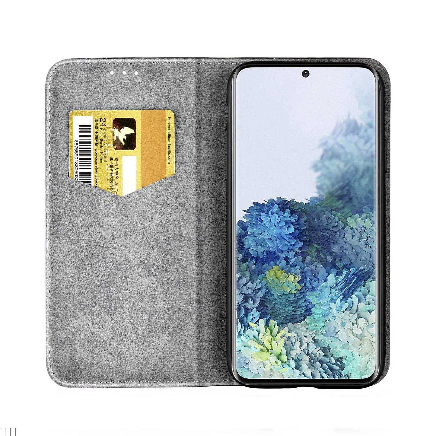 Auto-absorbed Business Splice Leather Stand Case with Card Slot Cover for Samsung Galaxy S20 Plus/S20 Plus 5G - Blue