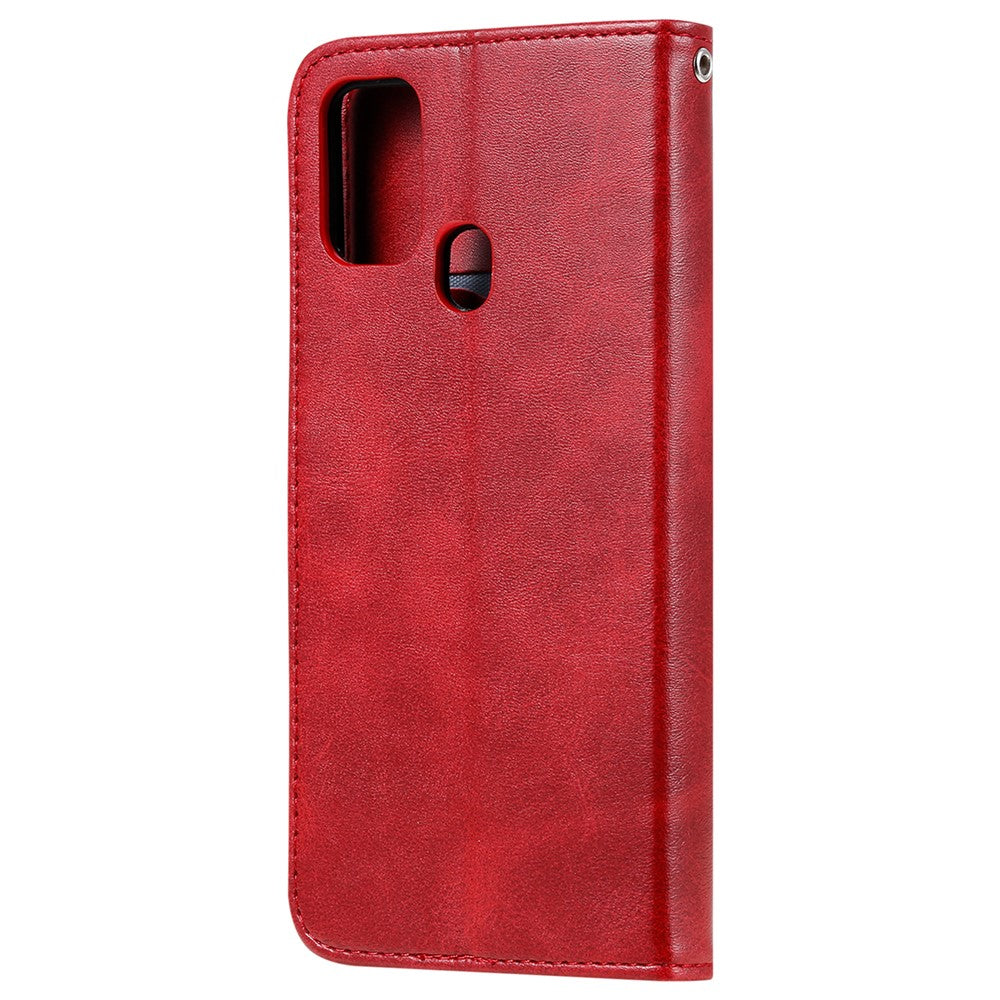 Zipper Pocket Leather Wallet Stand Case for Samsung Galaxy M31 - Red