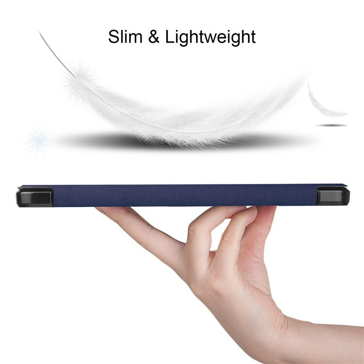 Stable Tri-fold Stand Leather Stand Case with Pen Slot for Samsung Galaxy Tab S7 T870 / S8 - Dark Blue