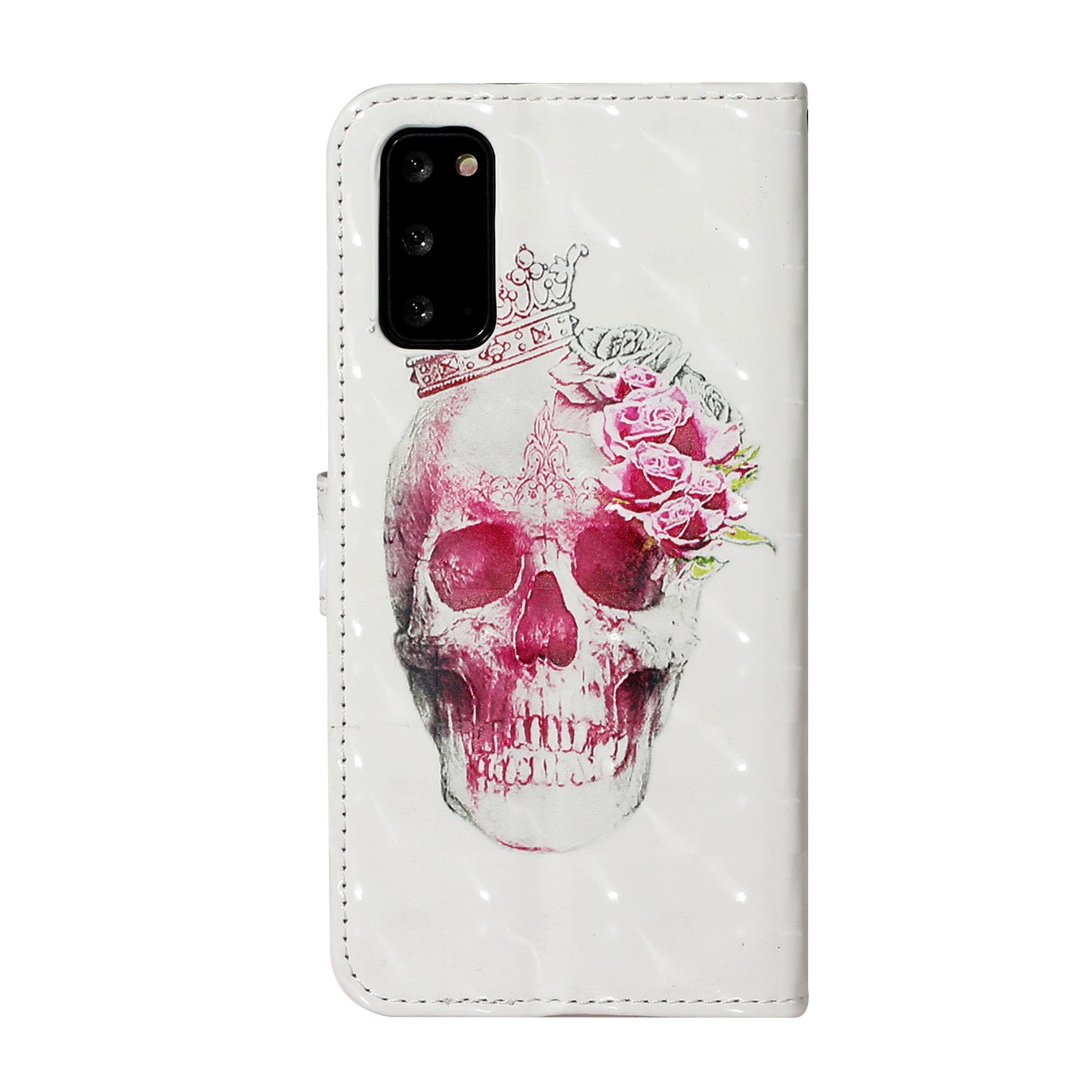 Pattern Printing Light Spot Decor Leather Case Stand Wallet Phone Cover for Samsung Galaxy S20 4G/S20 5G - Skull