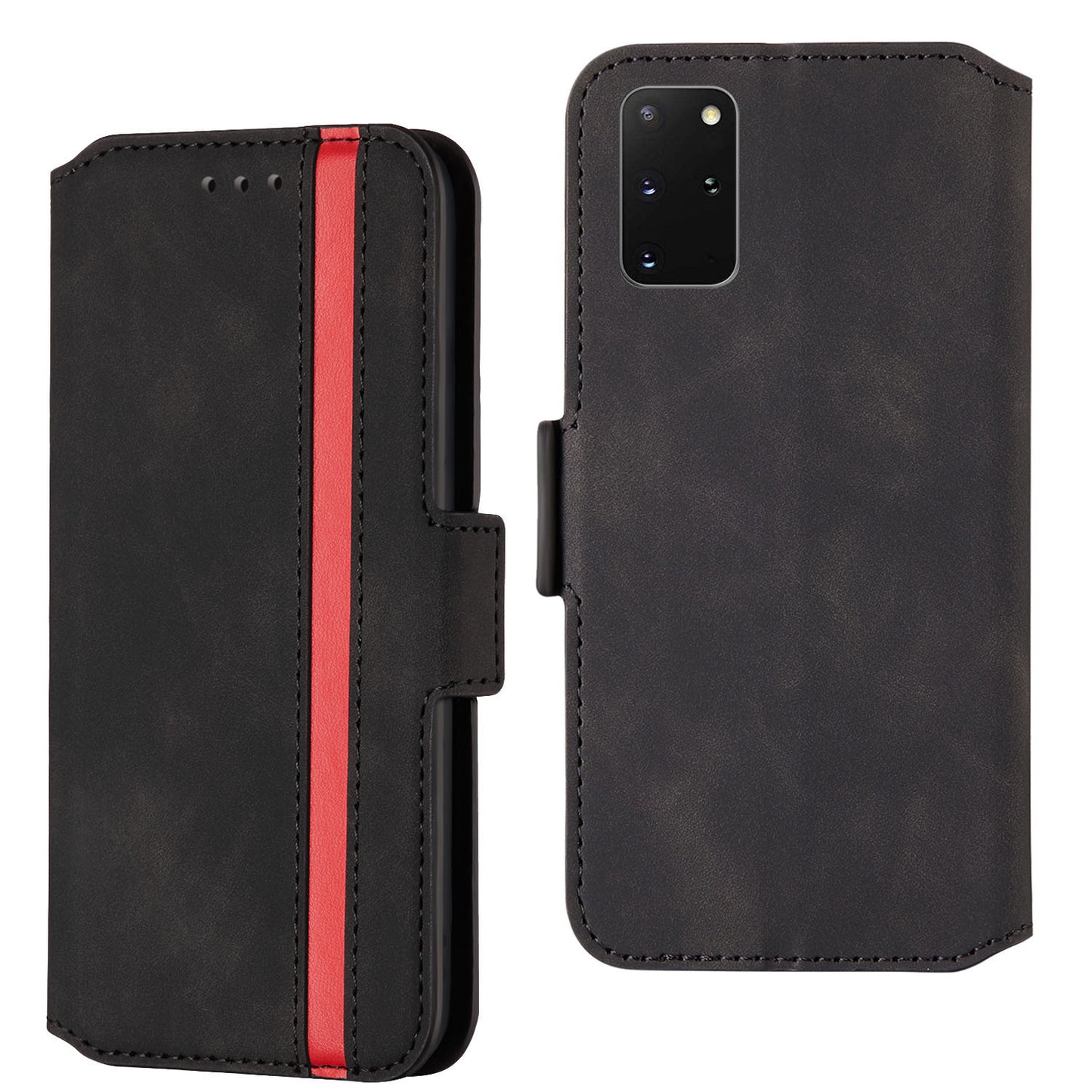 Splicing Matte Retro Style Leather Case with Card Slots for Samsung Galaxy S20 Plus/S20 Plus 5G - Black
