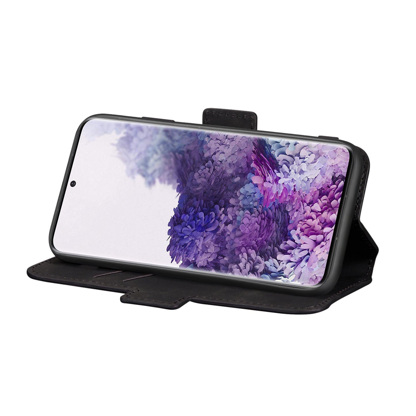 Splicing Matte Retro Style Leather Case with Card Slots for Samsung Galaxy S20 Plus/S20 Plus 5G - Black