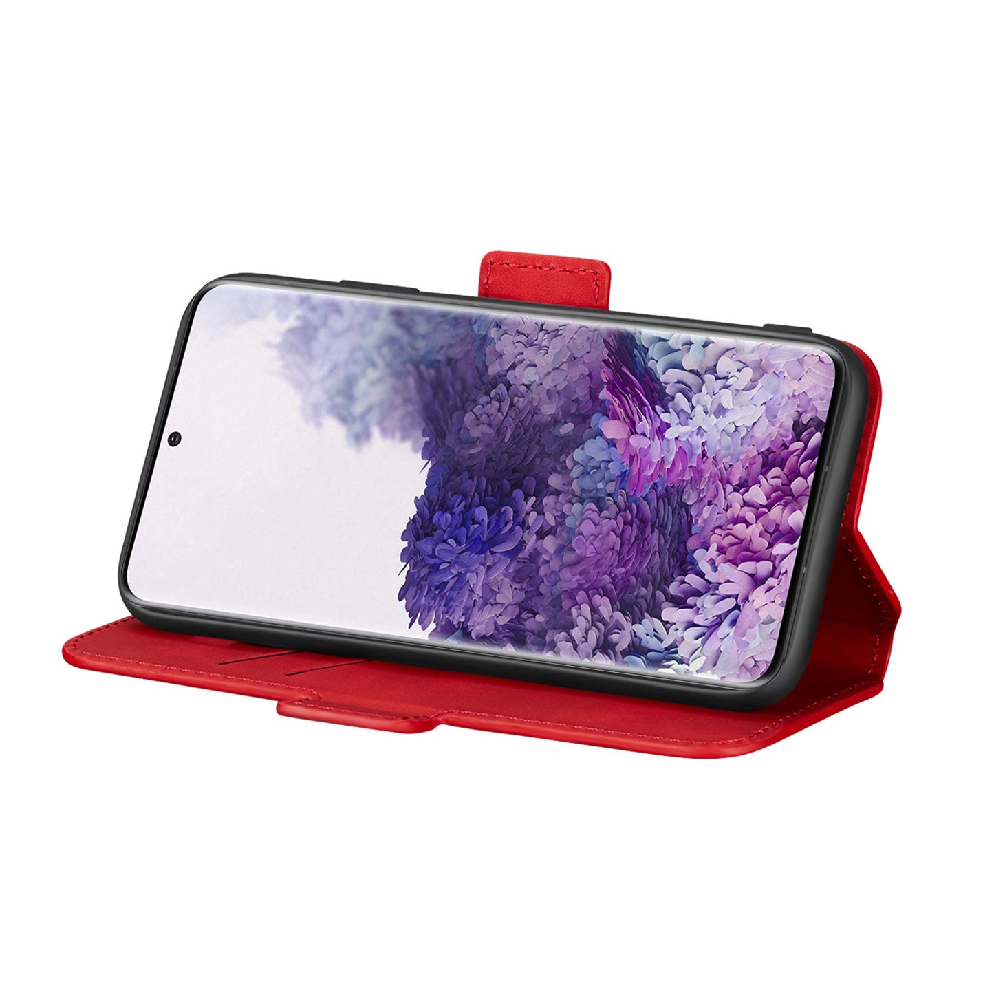 Splicing Matte Retro Style Leather Case with Card Slots for Samsung Galaxy S20 Plus/S20 Plus 5G - Red