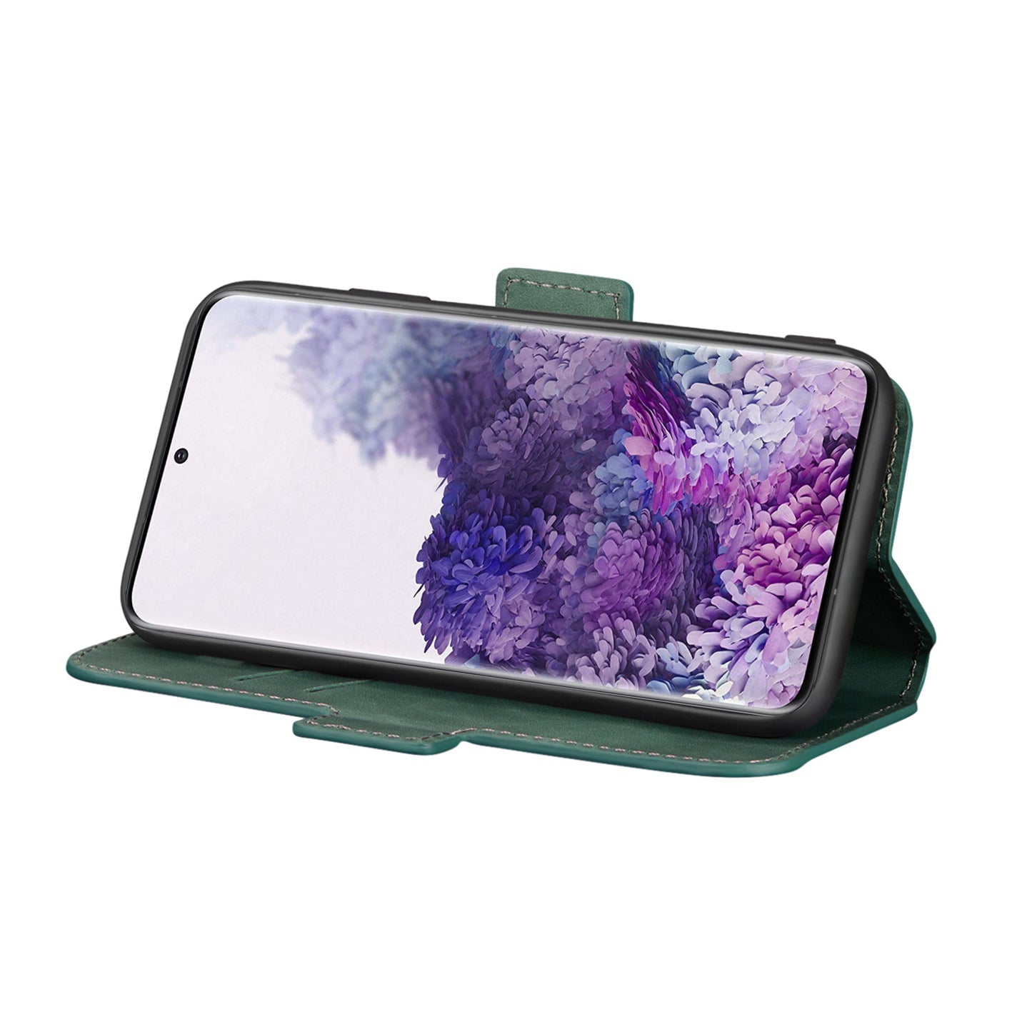 Splicing Matte Retro Style Leather Case with Card Slots for Samsung Galaxy S20 Plus/S20 Plus 5G - Green