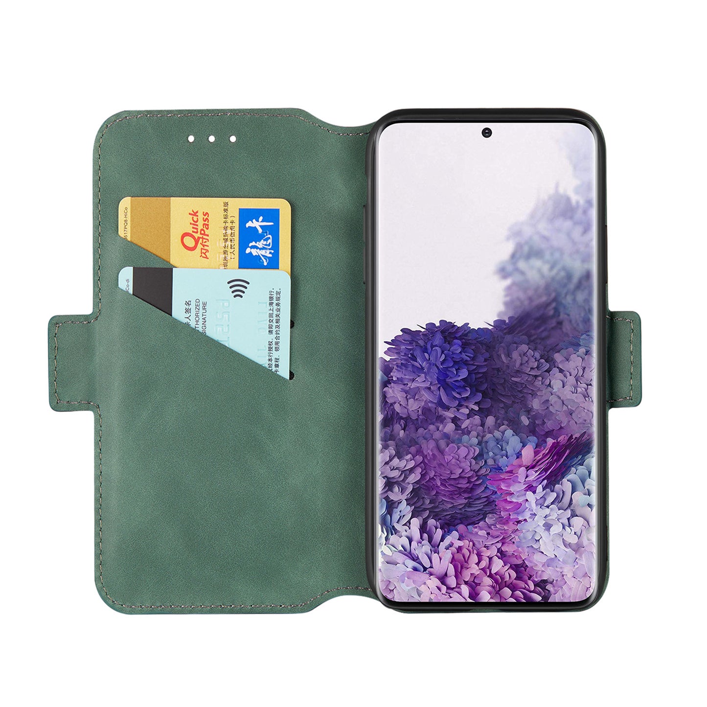 Splicing Matte Retro Style Leather Case with Card Slots for Samsung Galaxy S20 Plus/S20 Plus 5G - Green
